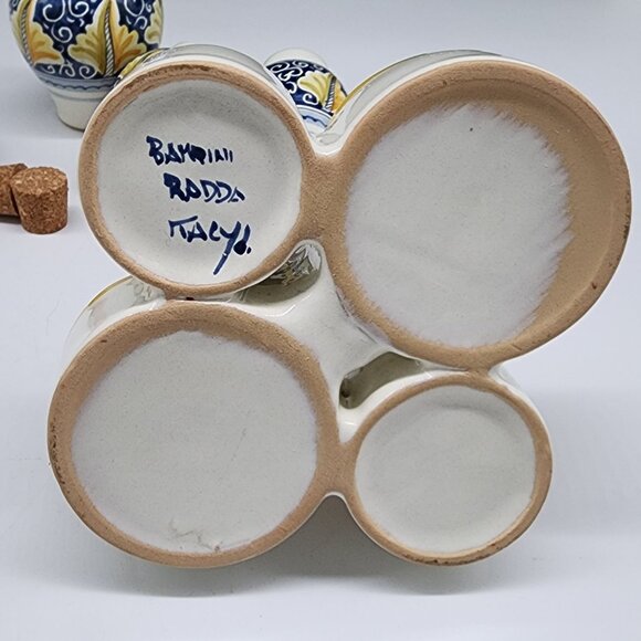 Radda Italian Ceramic Condiment Set With Oil Vinegar Salt Pepper & Caddy Signed - Picture 2 of 10